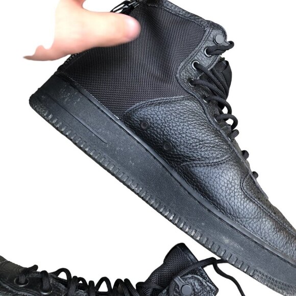 2017 Nike SF Air Force 1 Mid Triple Black Mens Size 12 - Picture 7 of 8